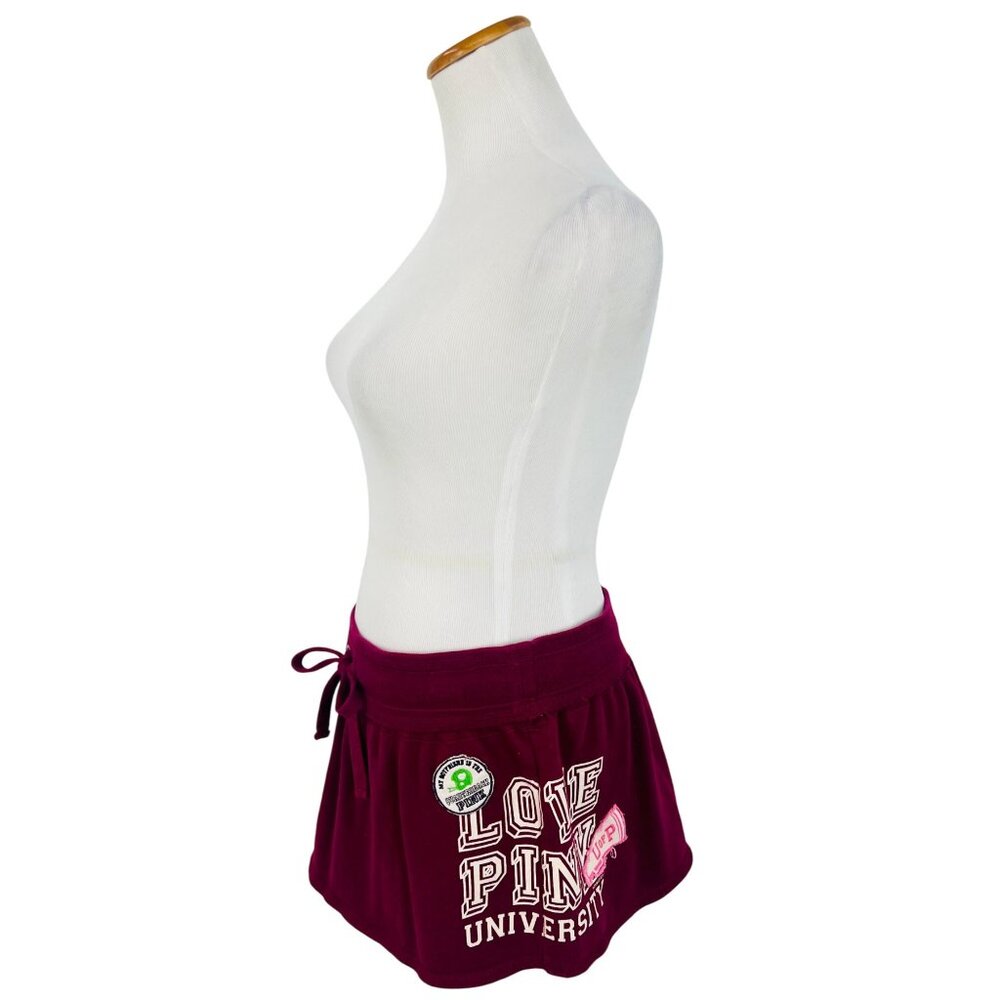 RARE Vintage Y2K Victoria's Secret PINK Burgundy Logo Mini Skirt - Picture 7 of 16